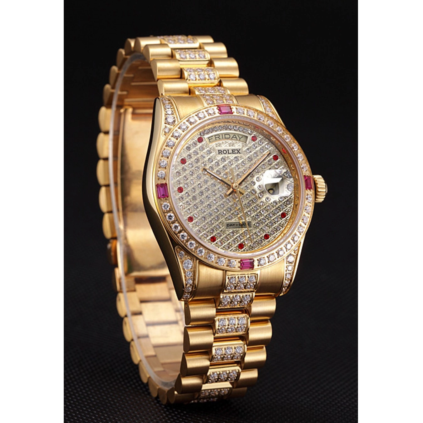 Aaa replica watch 621614 Day-Date Diamonds Yellow Swiss Gold-srl184 Rolex 0602